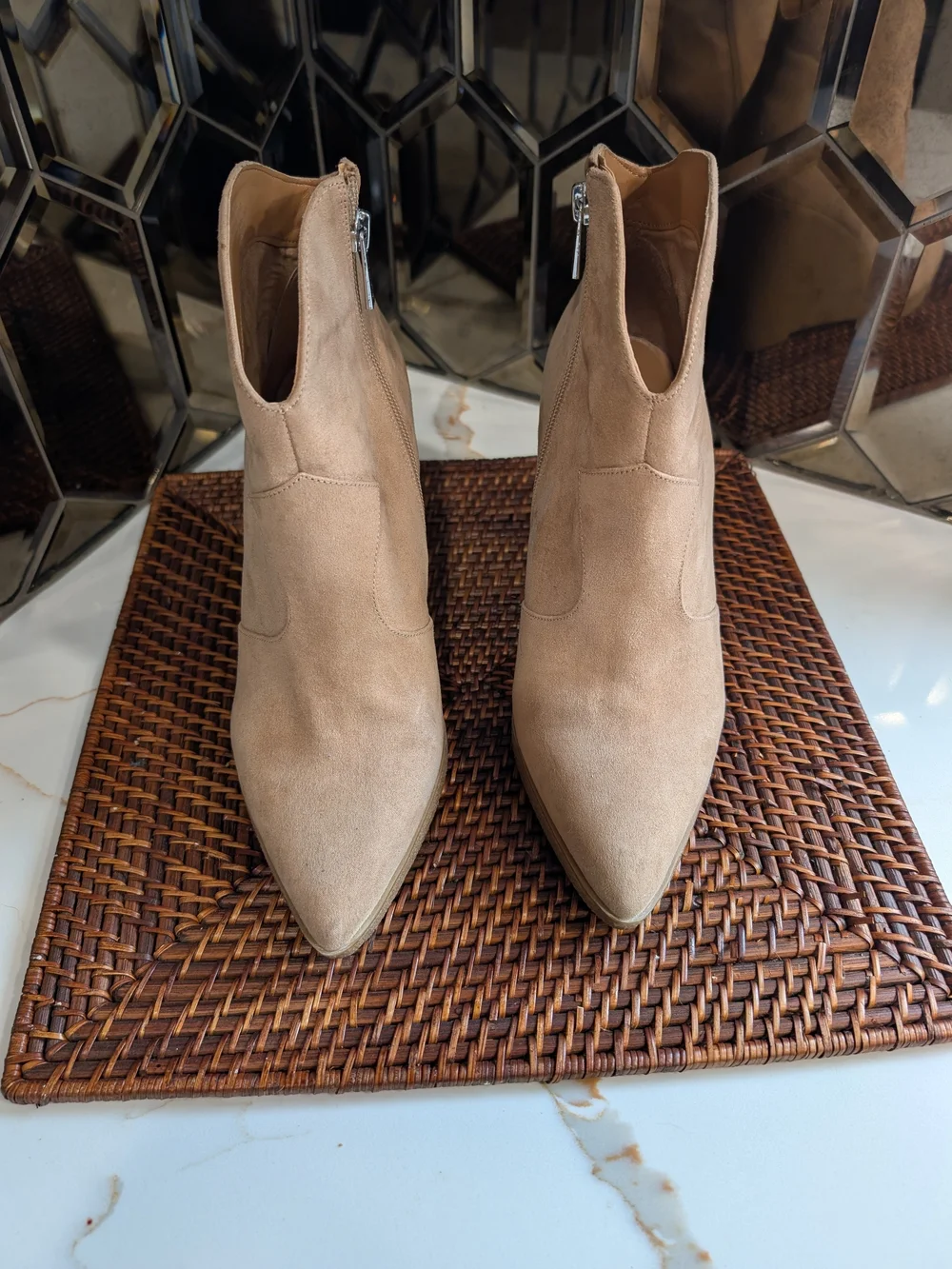 Jessica Simpson Women's Tan Suede Wedge Booties - Stylish Ankle Boots